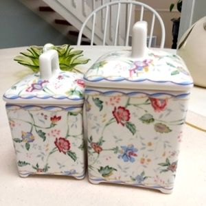 2 pcs of floral Deco ceramic canister.